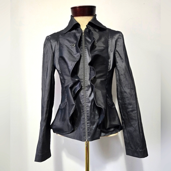 JOSPEH RIBKOFF Black Ruffled Women's Jacket. size 2 - Picture 1 of 15